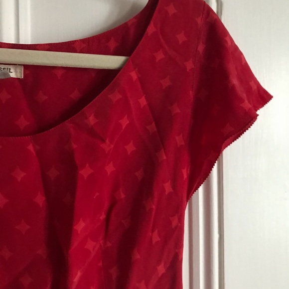 Fossil Red Silk Diamond Dot Dress - Picture 5 of 7